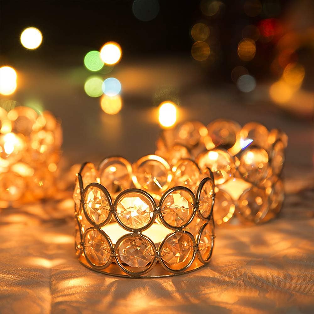 European Crystal Gold Candle Holder – Metal &amp; Crystal Décor, Luxury Dining &amp; Boutique Hotel Table