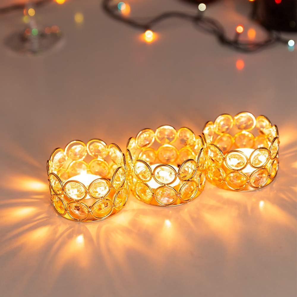 European Crystal Gold Candle Holder – Metal &amp; Crystal Décor, Luxury Dining &amp; Boutique Hotel Table