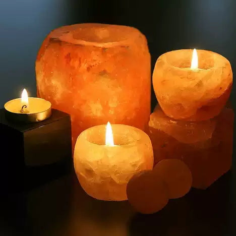 Himalayan Salt Candle Holder – Irregular Shape, Relaxing Bedroom &amp; Yoga Studio Decor, Spa &amp; Wedding