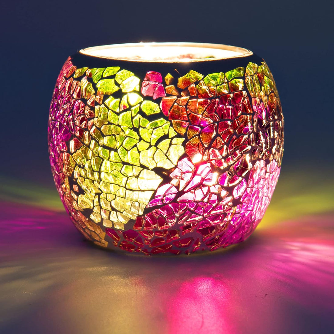 Mosaic Crackle Glass Candle Holder – Romantic Decor, Wedding Centerpiece, Bar Decoration, DIY Candle Accessory